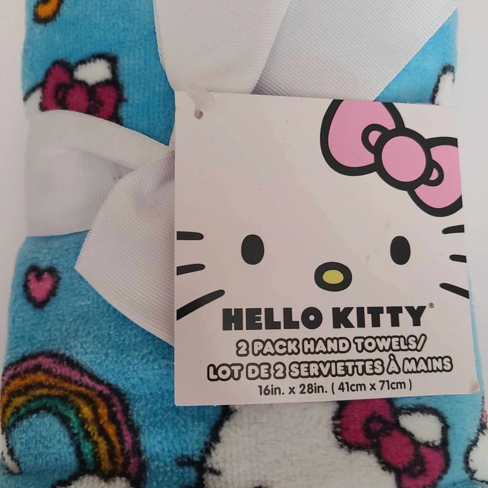 Sanrio Hello Kitty pattern set of 2 hand towels 100% Cotton NWT